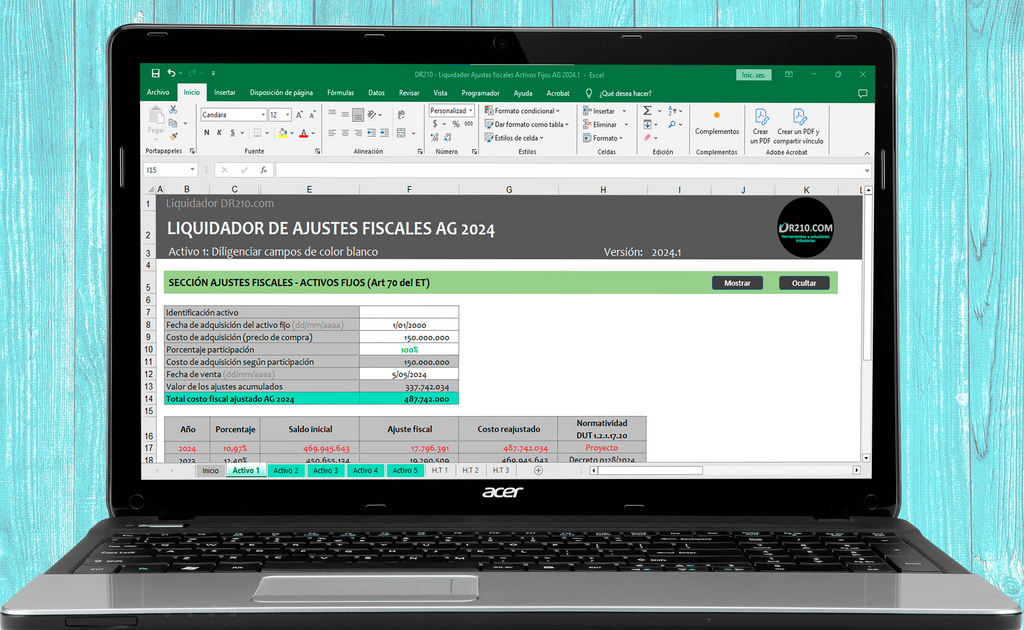 NUEVO Liquidador en Excel de Ajustes Fiscales Activos Fijos aplicable al año gravable 2024